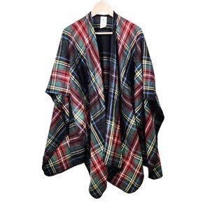 Woolrich‎ Plaid Poncho Wrap Shawl One Size Polyester & Viscose